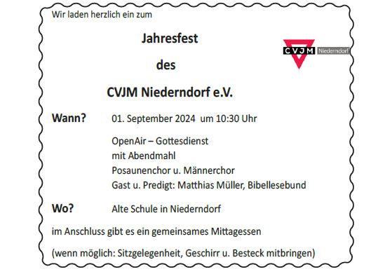 Open-Air-Gottesdienst an der "Alten Schule" Niederndorf mit Abendmahl