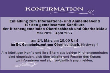 Einladung zum Informations- und Anmeldeabend f&uuml;r den Konfikurs 2026/2027